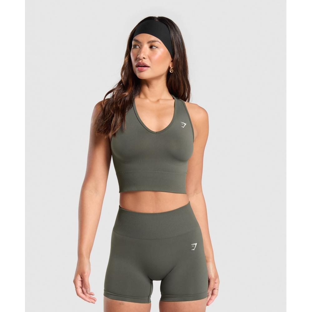 

Gymshark Everyday Seamless Crop Tank Strength Green B7a3h Ecjh XL