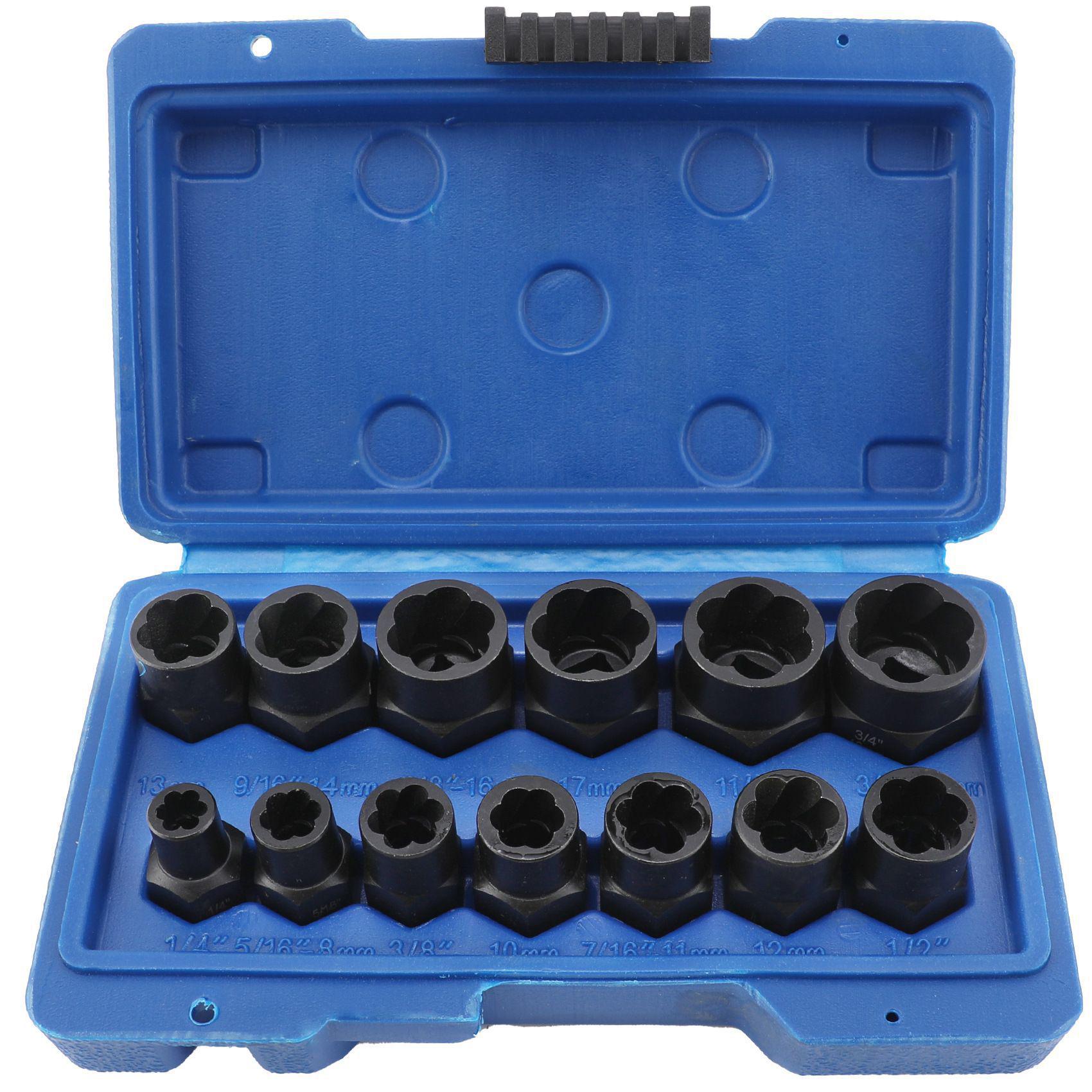 

Damaged Nut & Screw Extractor Set - 13-Piece Professional Tool for Broken Threads & Heads