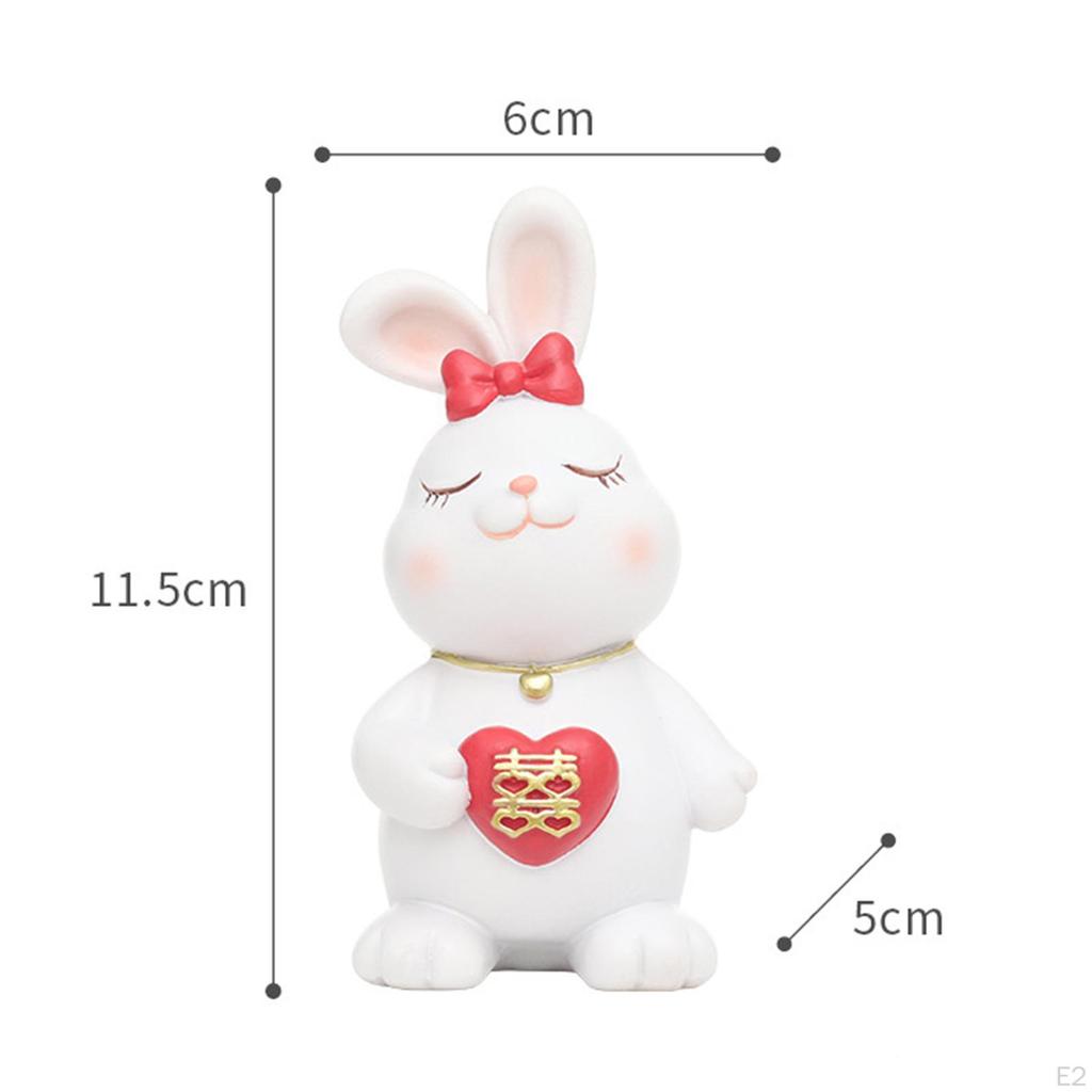 Statue Weddings Animal Sculptures Collectible Figures Miniature Bunny Resin Figurines for Home Shelf