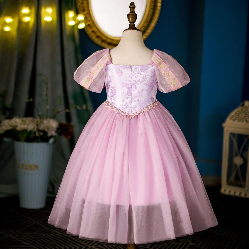 2025 Autumn/Winter Rapunzel Princess Long-Sleeve Luminous Mesh Dress for Girls