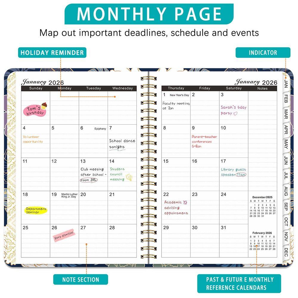 Notizbuch A5 mit Spiralbindung 2026 Tagebuch-Notizbuch 2026 Ausgabe Notizbuch Schulbedarf