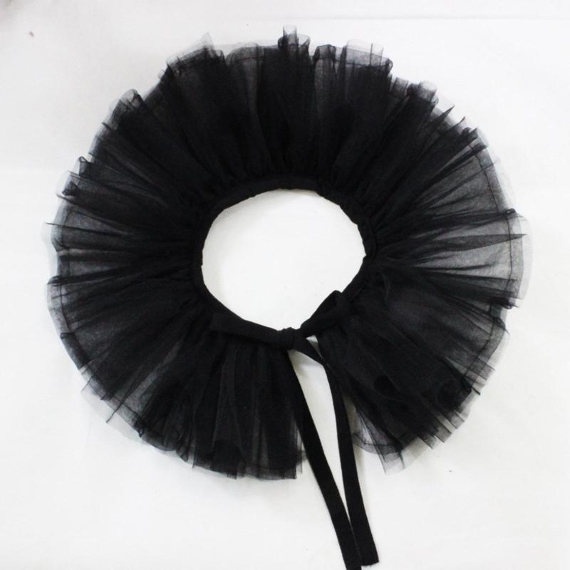 Girls Vintage Fake Collar Gothic Elizabethan Yarn Ruffled Lace Choker Necklace