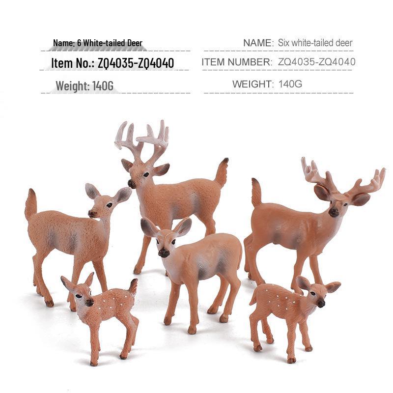 Simulated Christmas Reindeer and White-Tailed Deer Ornament Set