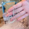 Fashionable Women's Micro Paved Cubic Zircon Brass Huggie Hoop Earrings New Trend Double Heart Drop for Parties and Gifts