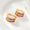 Cute Female Colorful Zircon Stone Hoop Earrings Unique Gold Color Bridemaids Gifts Wedding Jewelry For Women