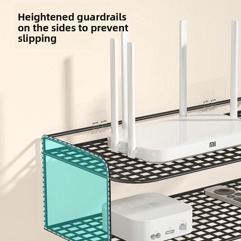 Wall-Mounted WiFi Router Shelf No-Drill Set-Top Box Storage Rack Home Cable Organizer Heat Dissipation Bracket
