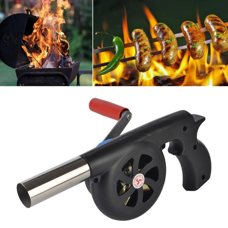 Manual Air Blower Hand Crank BBQ Fan Outdoor Camping Grills Accessories Tools