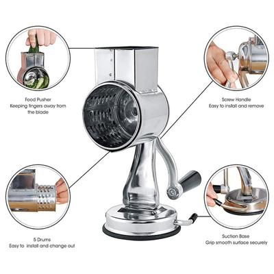 Rotary Graters Food Mills Nut Grinder Multi-function Hand Roller Vegetable Cutter with 5 Drum Blade Grinding Tool Set