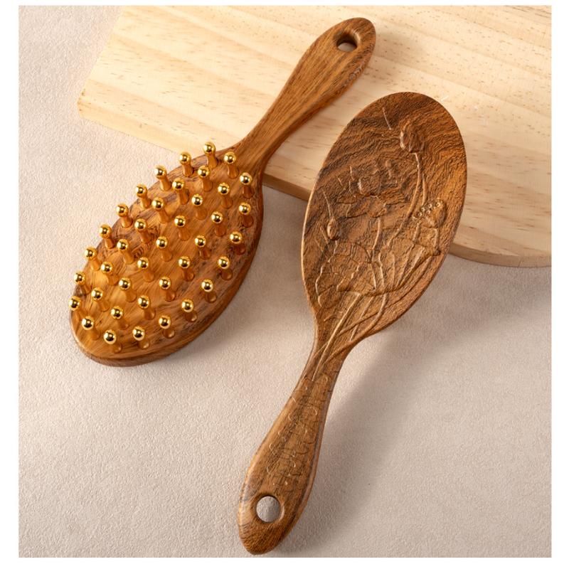 39 Teeth Head Massage And Gua Sha Tool Long Handled Massage Comb Scalp Head Meridian Comb Thickened Wide Wooden Comb