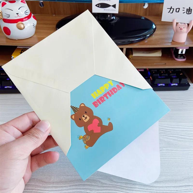 3D Cartoon Bear Pop Up Birthday Card Gift Greeting Cards for Kids Wife Husband Baby Shower
