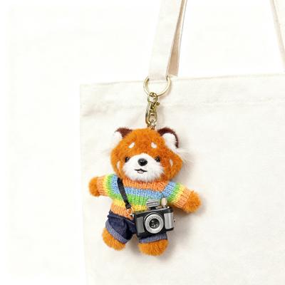 Yousheng Cartoon Red Panda Plush Keychain Stuffed Red Panda Wearing Sweater Bag Charm with Mini Camera for Backpack Handbag Car Key Accessories