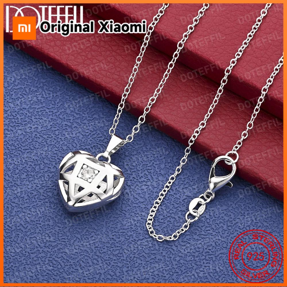 Xiaomi 925 Sterling Silver AAA Zircon Heart Pendant Necklace For Woman Man Wedding Engagement Charm Jewelry