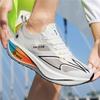 2025 New Fly-woven Mesh Breathable Racing Shoes Men's and Women's Versatile Real Explosive Carbon Plate Shock-absorbing and Non-slip Sports Shoes