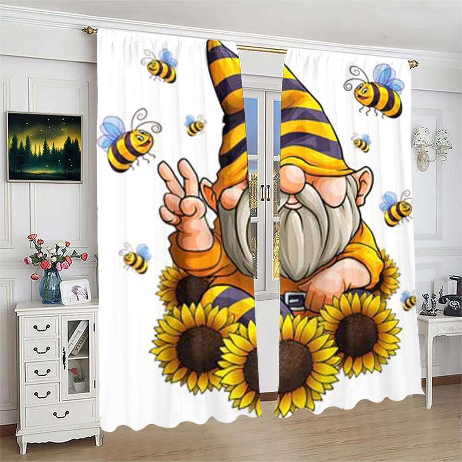 Santa Claus Dwarf Print Curtains Christmas Decorations Bedroom Living Room Home Decoration Curtain Polyester Perfect For Sitting