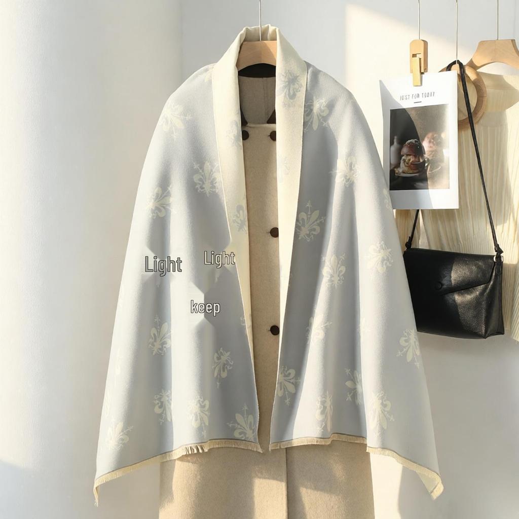 Double-Sided Women's Winter Ink Painting Snood: Imitation Cashmere Scarf for Air-Conditioned Rooms.