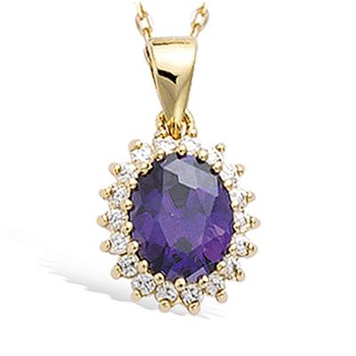 [Q7616] - Pozlacený náhrdelník 'Sissi' zlatý ametyst - 13x10 mm