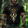 Vyriški Vikingų Marškinėliai Trumpomis Rankovėmis 3D Spausdinti Apvalia Kaklo Iškirpte Madingi Etniniai Street Casual Kasdieniniai Juodi 1 Juodi 3 Juodi Vasariniai Pavasariniai Visi