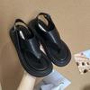 Fashion thick-soled toe sandals female summer 2025 new fairy wind soft-soled pinched feet student Roman beach shoes