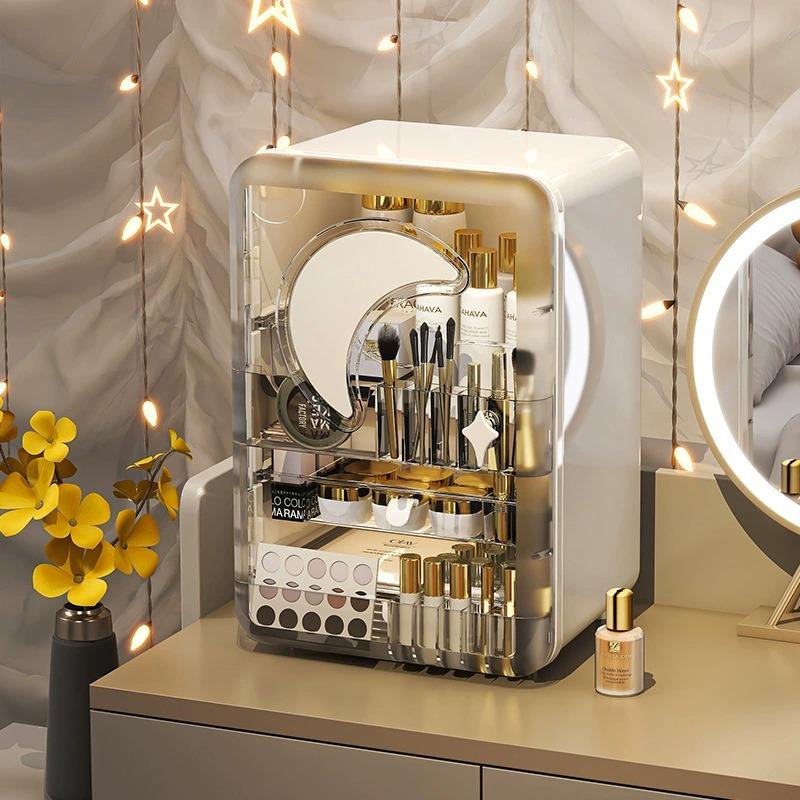 Light Luxury Cosmetics Storage Box Lipstick Box Storage Rack Dressing Table Dustproof Large Capacity Skin Care Storage Cabinet