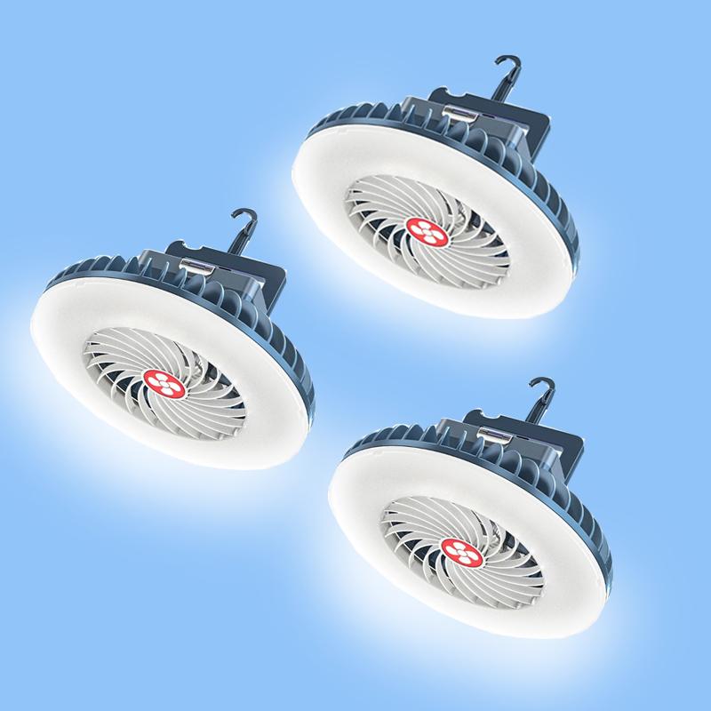 Multifunction 3 in 1 LED Fan Light Camping Lighting Electric Fan Hanging Tent Lamp USB Charging Summer Fan Lantern with Power