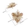 6Pcs Premium Silk PVC Poinsettia Christmas Flowers with Clips Glitter Xmas Tree Ornaments Festive Home Office Mall Decor