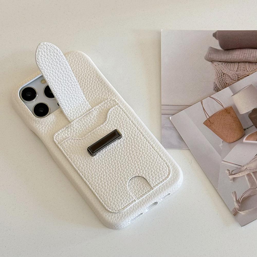 For iPhone 16 Pro Case with Card Slots Litchi Texture Leather+PET Phone Cover