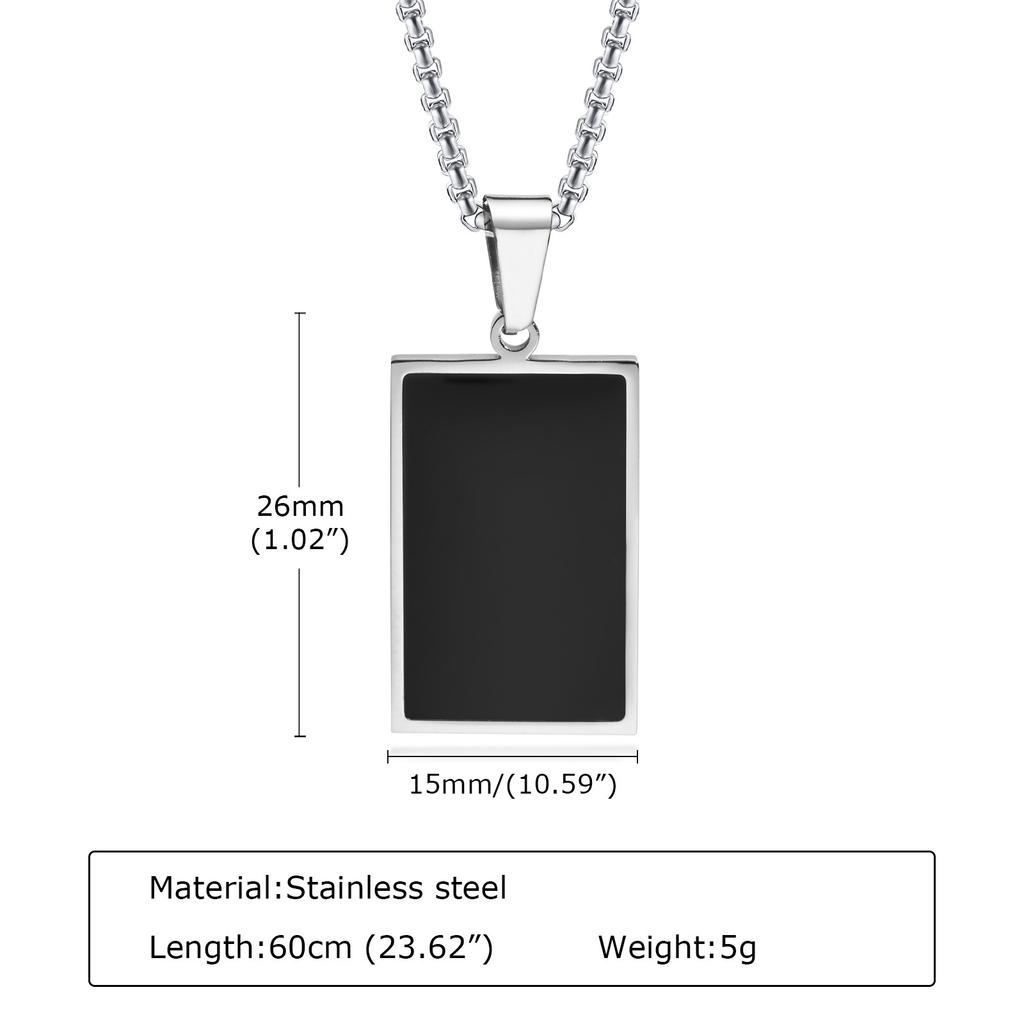 Men's Stylish Black Square Necklaces, Waterproof Stainless Steel Geometric Pendant Neck Collar Male Gift Jewelry
