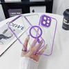 For iPhone 16 Pro Magnetic Case Clear Colorful Frame TPU+PC Phone Back Cover with Lens Film