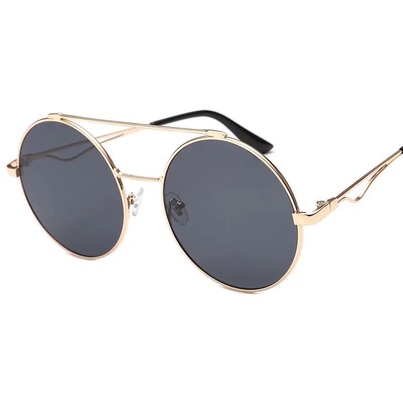 Vintage Round Sunglasses Men  New In Fashion Double Bridge Mirror Shades Women Trendy Retro Brand Design Sun Glasses