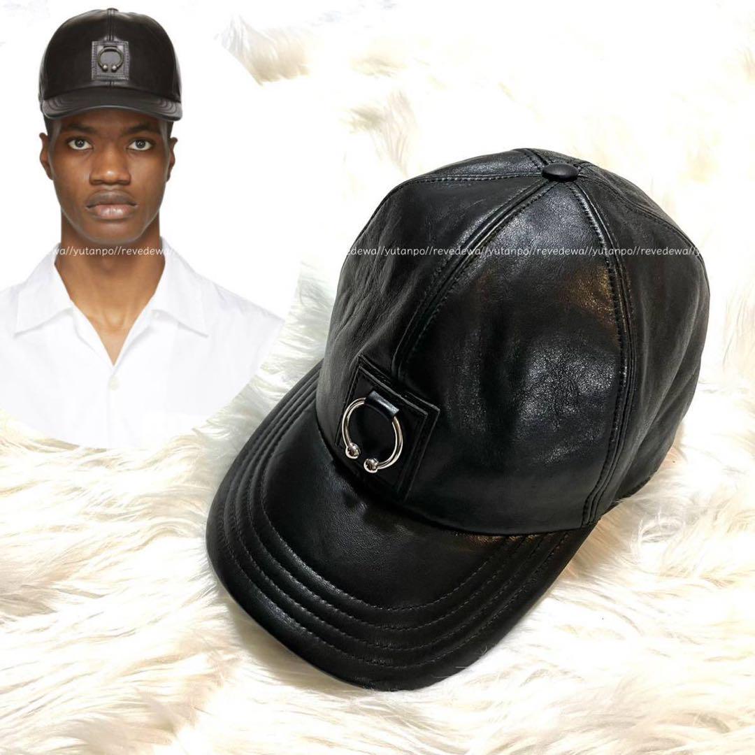 

[USED] Authentic Neil Barrett Pierced Leather Cap in Black