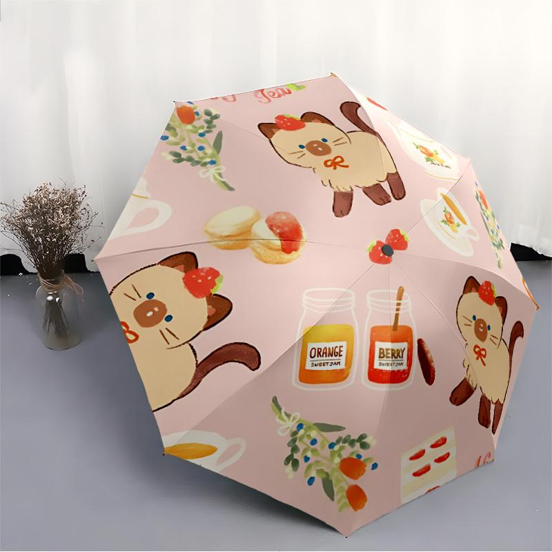 1pc Cat Tea Party Automatic Open/Close Umbrella, Lightweight for Women/Men, Perfect Gift - for Everyday or Holiday Eventsyy251127088