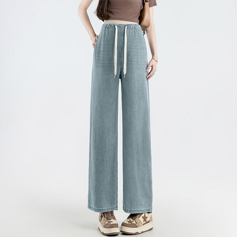 Petite Maternity Nine-Point Tencel Lyocell Stretch Jeans with Pockets and Drawstring. XL