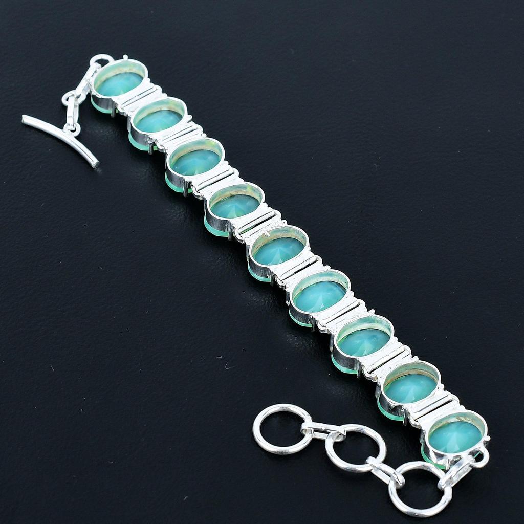 Grüner Chalcedon Armband 925 Sterling Silber Armband Verstellbare Kettenarmband Handgefertigt Boho Armband Grüner Chalcedon Edelstein Schmuck Frau Geschenke
