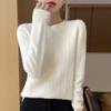 Women's Cable Knit Pure Wool Sweater, 2024 Autumn/Winter, Solid Color, Round Neck, Warm Base Layer.
