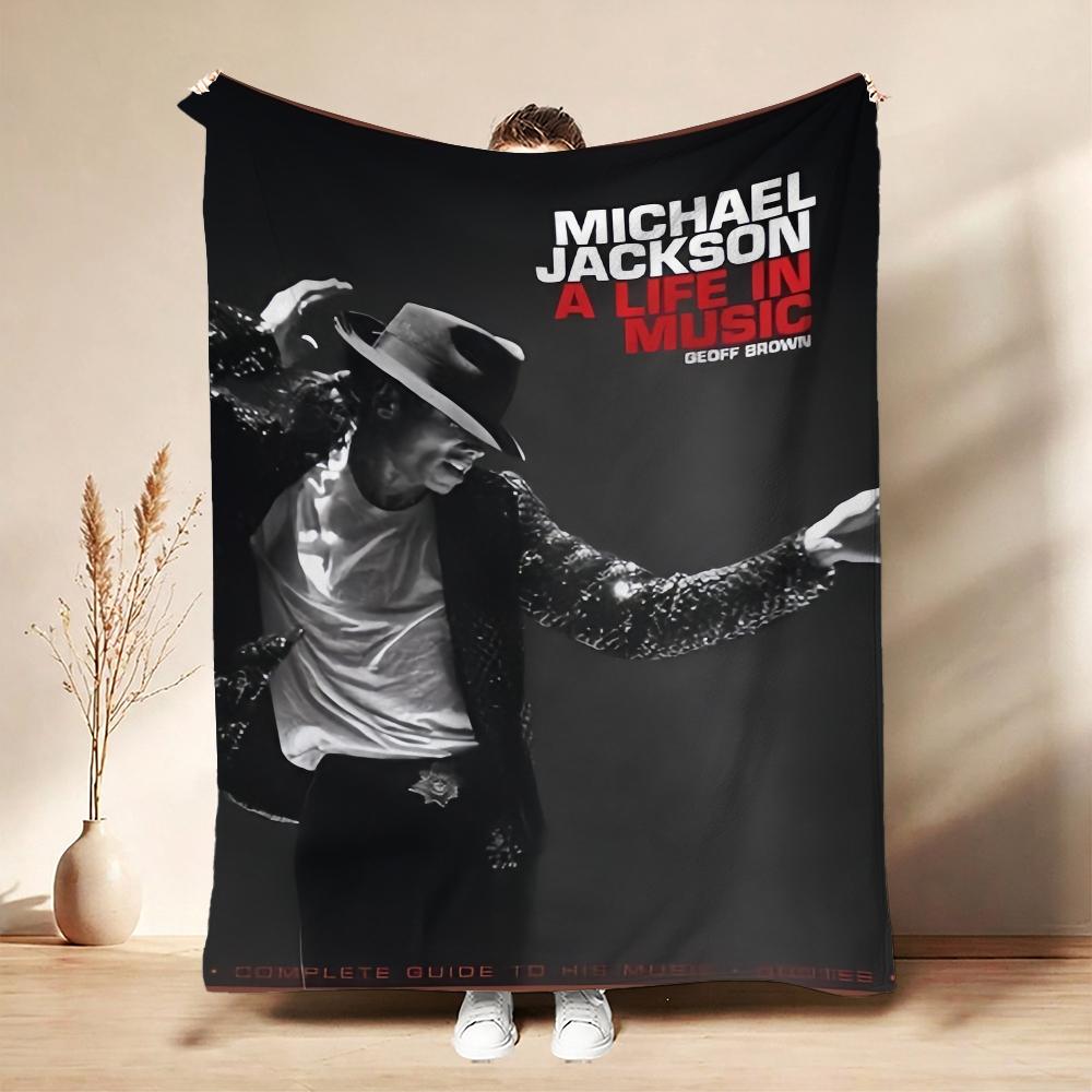 Michael Jackson Pop Theme Printed Blanket Warm Comfortable Fleece Blanket For Camping Travel Home Decor Holiday Gift