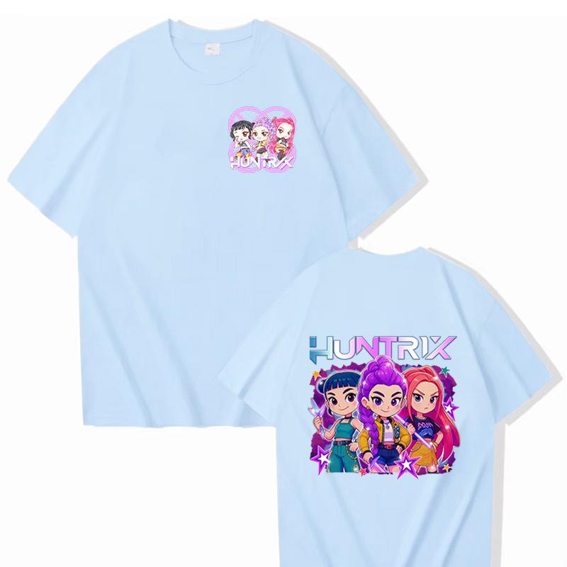 Movie KPop Demon Hunters Rumi Mira Zoey Derpy Tiger Double Sided Print T-shirts Men Women Fashion Casual T Shirt 16 Colors