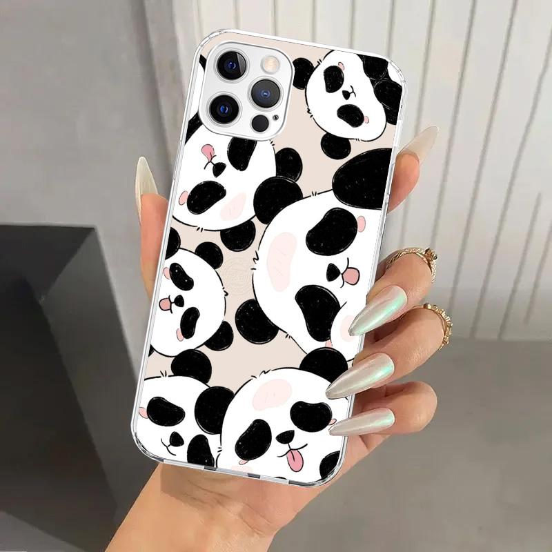 Cartoon Cute Panda Bear Phone Case for Iphone 17 Air 16 15 Plus 14 13 Mini 12 11 Pro Max 16E 7 8 SE 2020 Soft Funda Print Shell