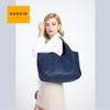 Guccio A4 Tote Bag and Shoulder Bag PU and Stylish Women's Set, Leather, Lightweight, Cute, (Navy)