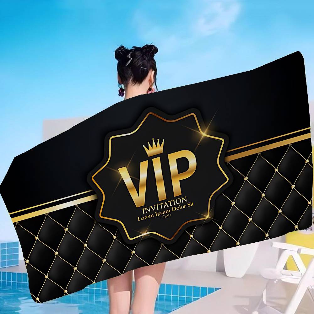VIP-Muster Mikrofaserdecke Schnelltrocknende Strandtücher Übergröße Druck Super saugfähige Pool-Handtuchdecke