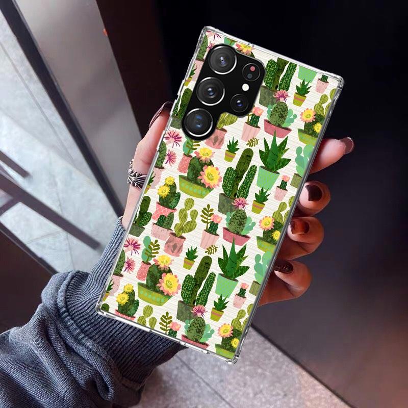 Cartoon Plant Cactus Phone Case For Samsung Galaxy S23 S24 S25 Edge S26 Ultra S22 + S21 Plus S20 FE Cover Silicone Print Shell G
