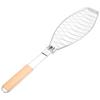 Foldable Wooden Handle Steel Grill Basket Clip For Fish BBQ Cooking Camping Outdoor Compacts Design Easy Storage