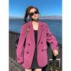 Autumn New Women Clothes Plum Color Corduroy Small Suit Retro Slim Fit Small Temperament Long Sleeve Blazers