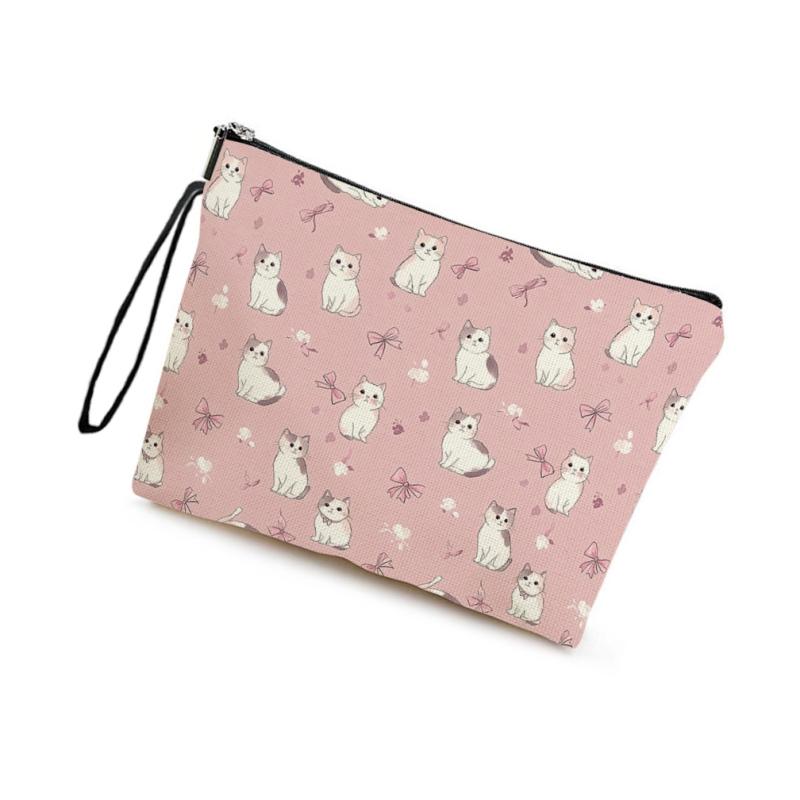 Cartoon Katze Kosmetiktasche Niedlich Große Kapazität Aufbewahrungstasche für Schreibwaren Tragbar Reise-Toilettenartikelbeutel Multifunktionale Handtaschen