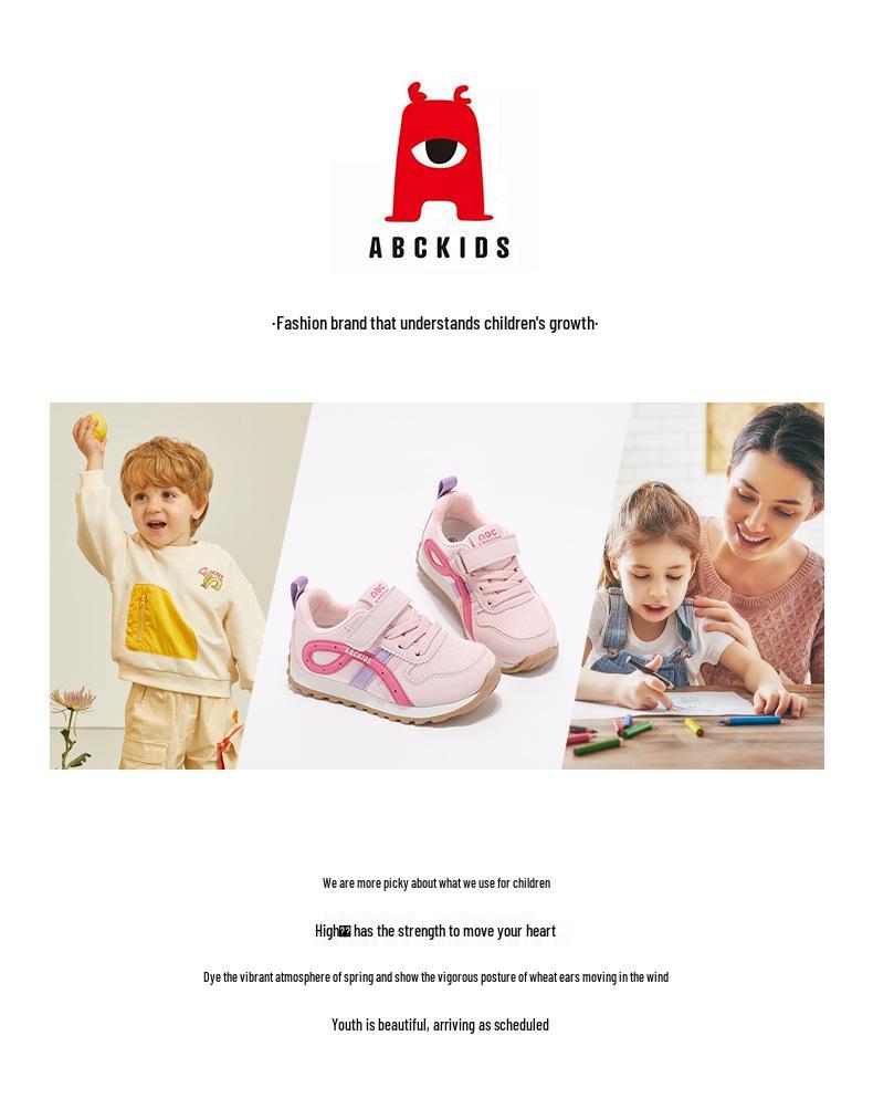 ABC Kids Spring 2026 Girls' Soft Sole Sports Shoes - Breathable Mesh Casual Sneakers for Children.