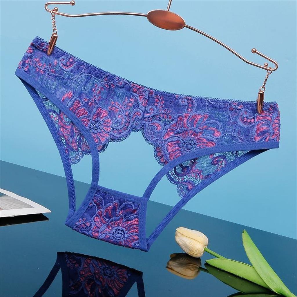 Sexy Hollow Out Lace Underwear Women Low Waist Hipster Floral Embroidered Panties Sheer Thin Briefs