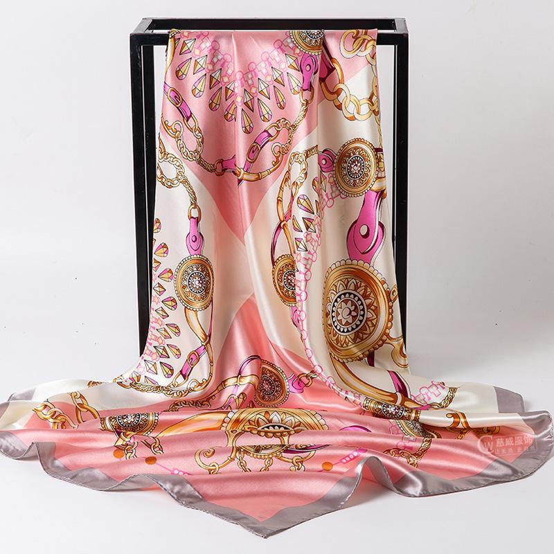 Chinese Style 90 * 90Cm Large Square Scarf Simulation Silk Scarf Scarf Shawl
