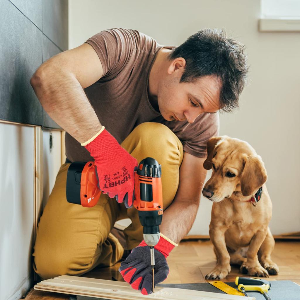 Latex Work Gloves and Safety Work Gloves Waterproof Seamless Knit Gloves for Mechanical Excellent Suitable for Warehouses and Red [HPHST] Hand-Coated