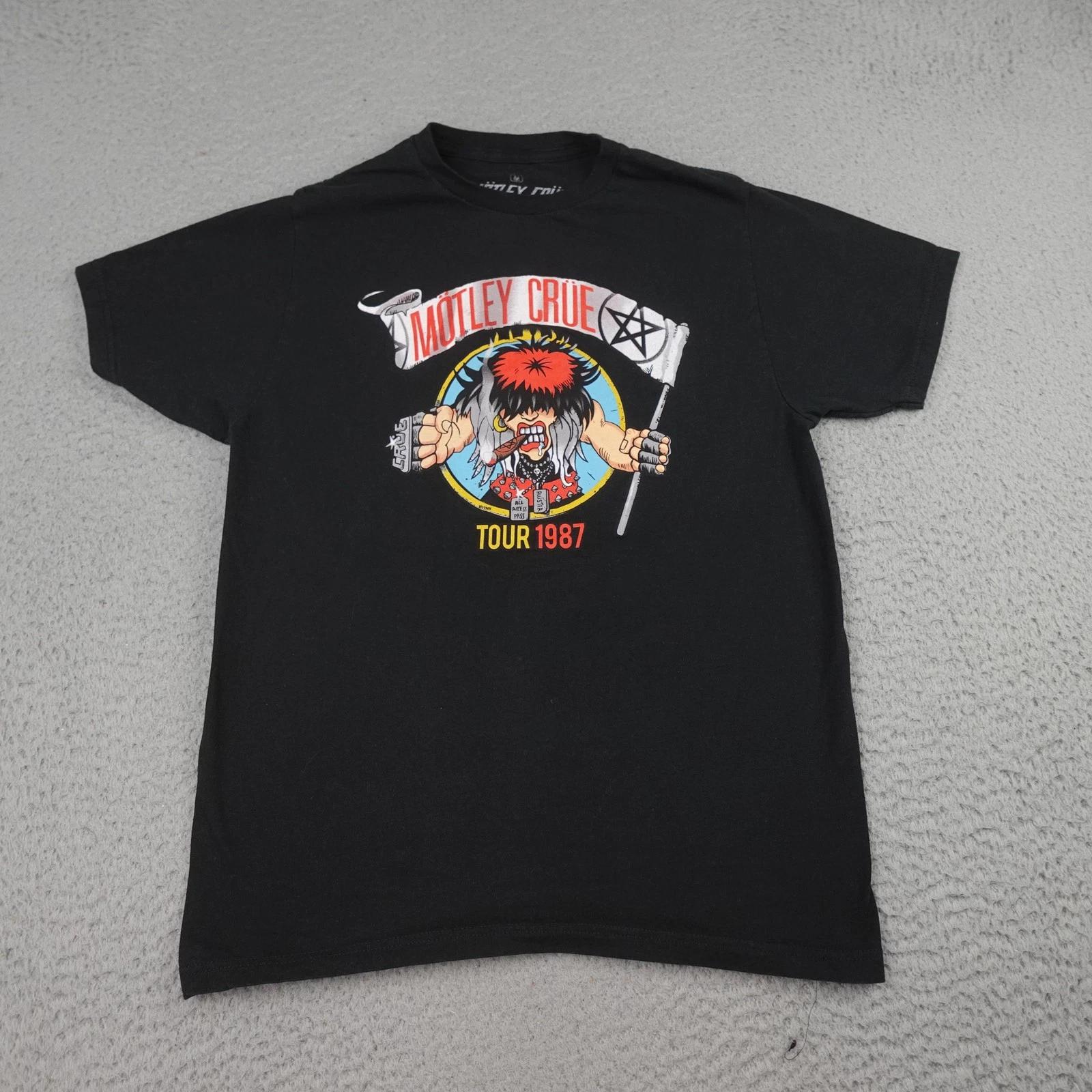 Motley Crue Shirt Mens Medium Black 1987 Tour Band Rock Graphic Tee 2022 L