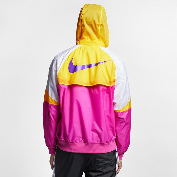 Nike Sports Windproof Colorblock Hooded Jacket Yellow Purple Yellowpurple Men's AR2210-623