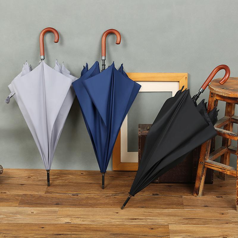 Automatic Umbrella Golf Umbrella Wooden Hand Bing Men's Straight Umbrella Plus Umbrella